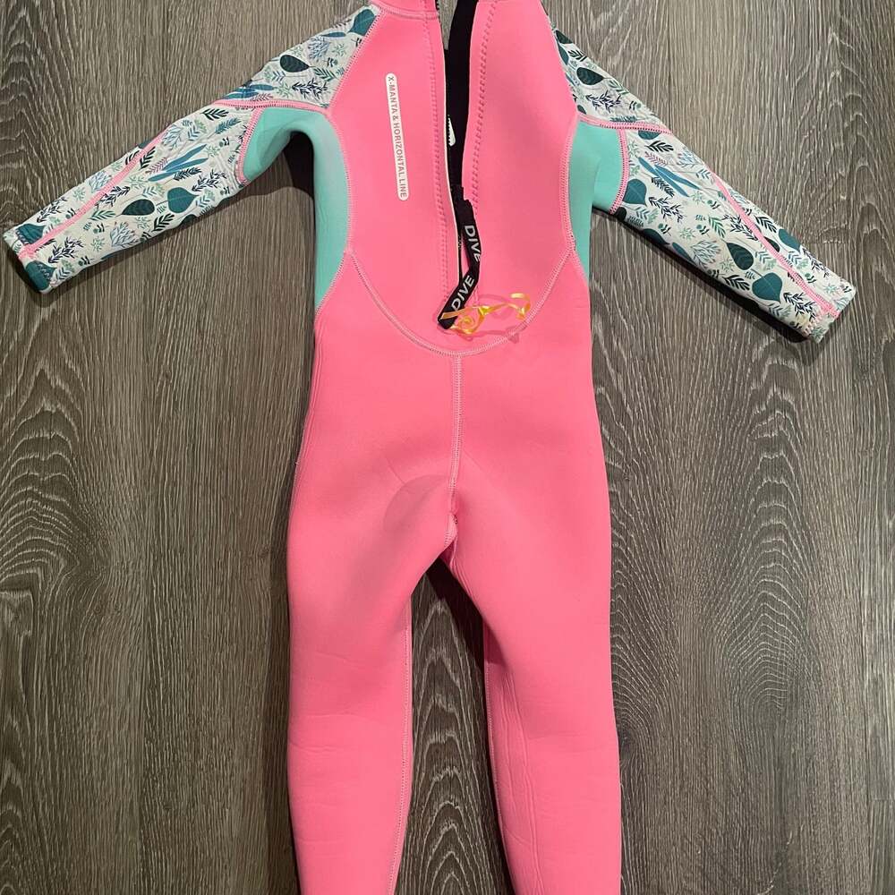 X-Manta Kids Girls Wetsuit Full Body Thermal Swimsuit 2.5MM Pink Size 4-5T